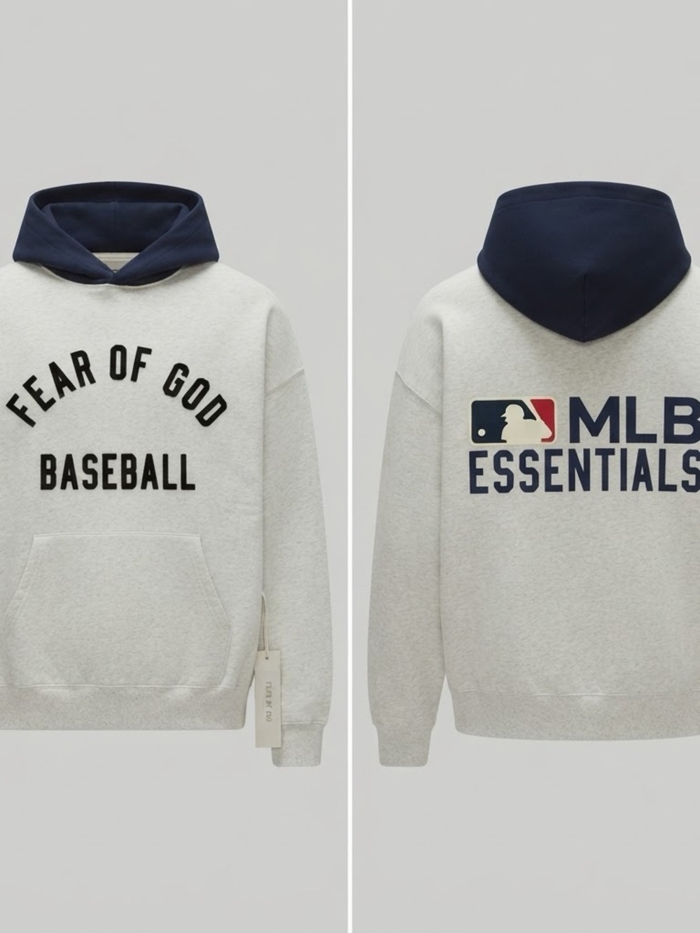 Fear of God Essentials MLB Baseball Hoodie Gray Navy Unisex Size M NWT